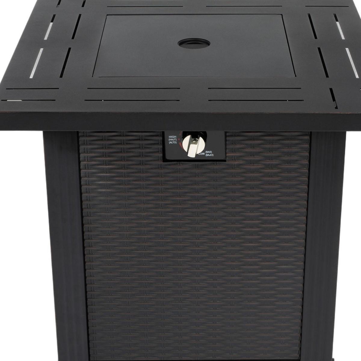 50000 BTU 28" Black Steel Propane Square Fire Pit Table With Cover