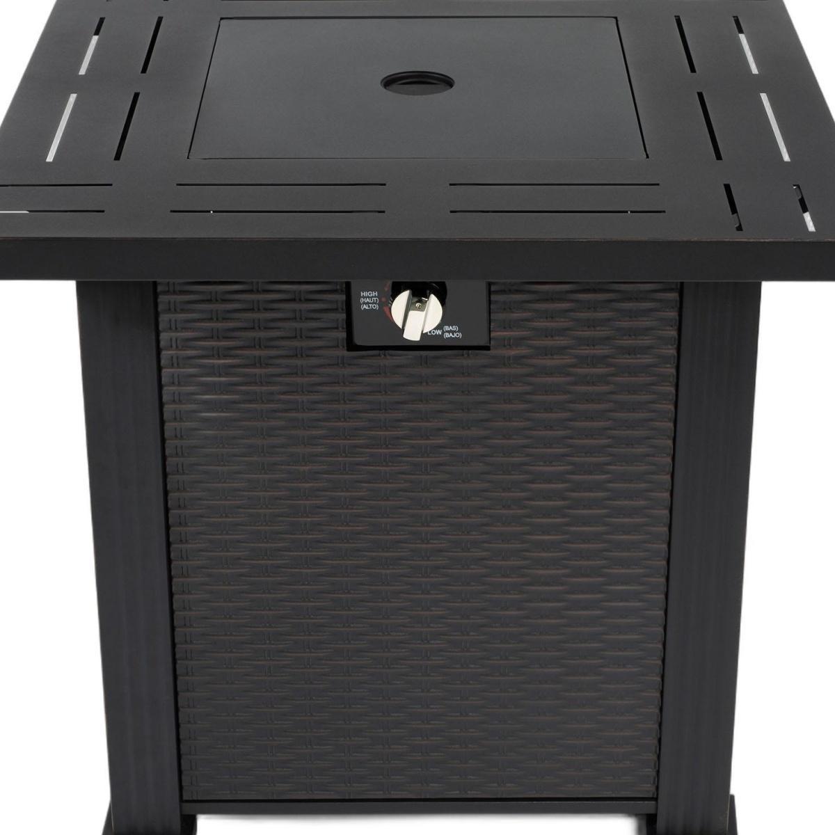 50000 BTU 28" Black Steel Propane Square Fire Pit Table With Cover