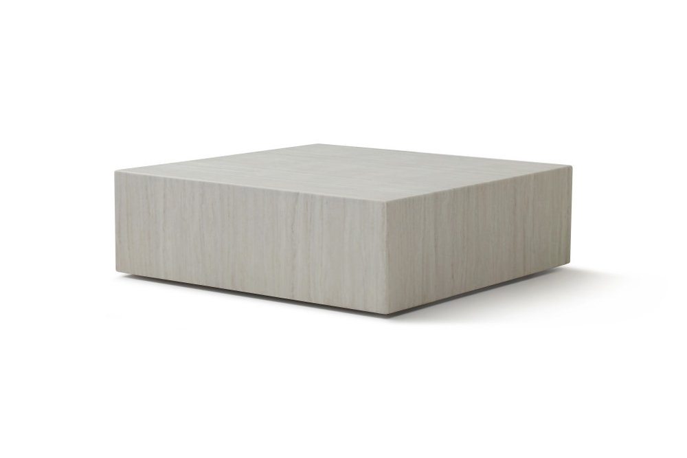 35" Beige Stone Square Block Coffee Table