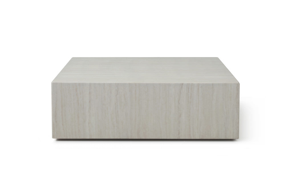 35" Beige Stone Square Block Coffee Table