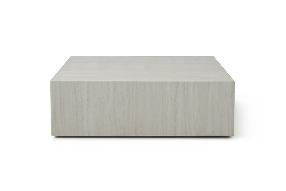 35" Beige Stone Square Block Coffee Table