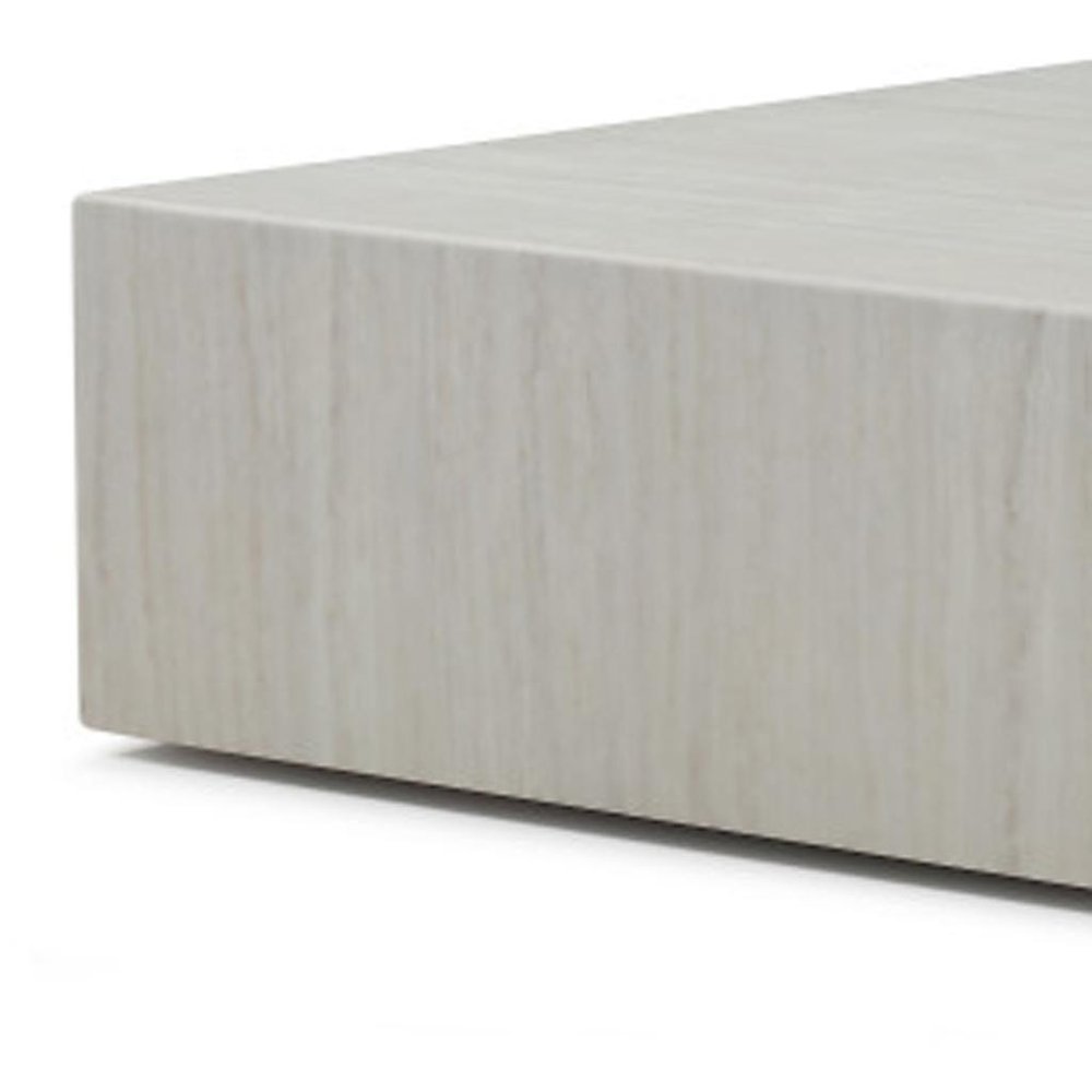 35" Beige Stone Square Block Coffee Table