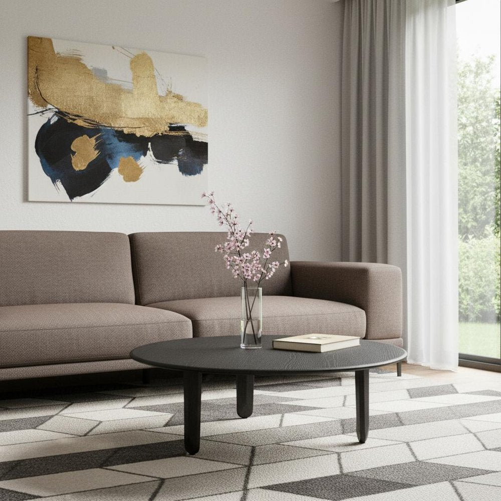 41" Black Solid Wood Round Coffee Table