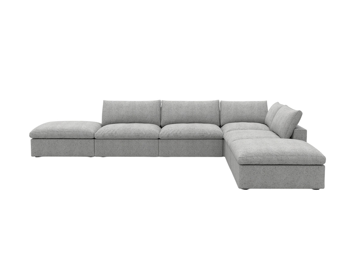 160" Light Gray Linen Blend Modular Armless Sofa With Ottomans And Storage