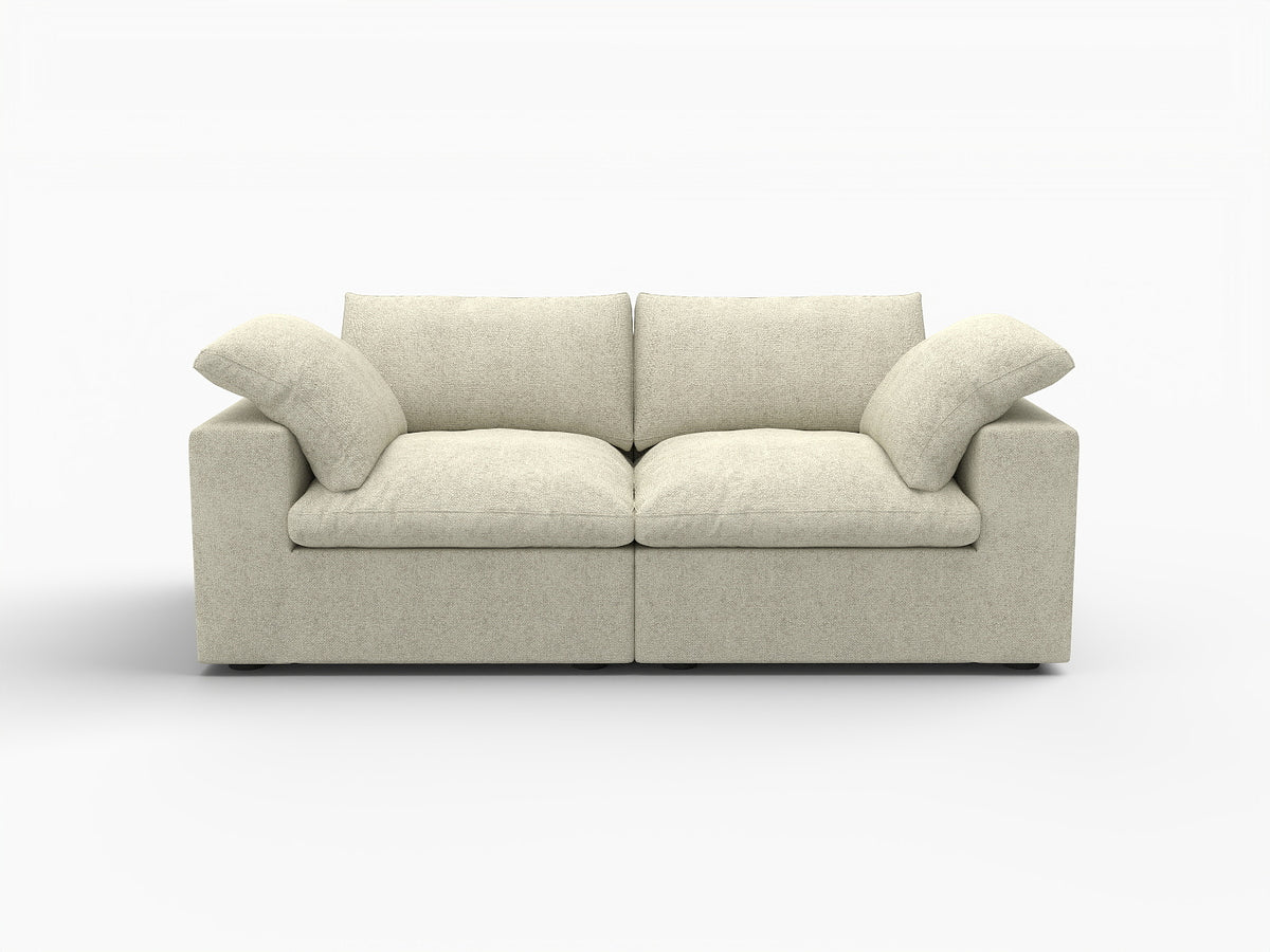 80" Khaki Linen Blend Modular Loveseat