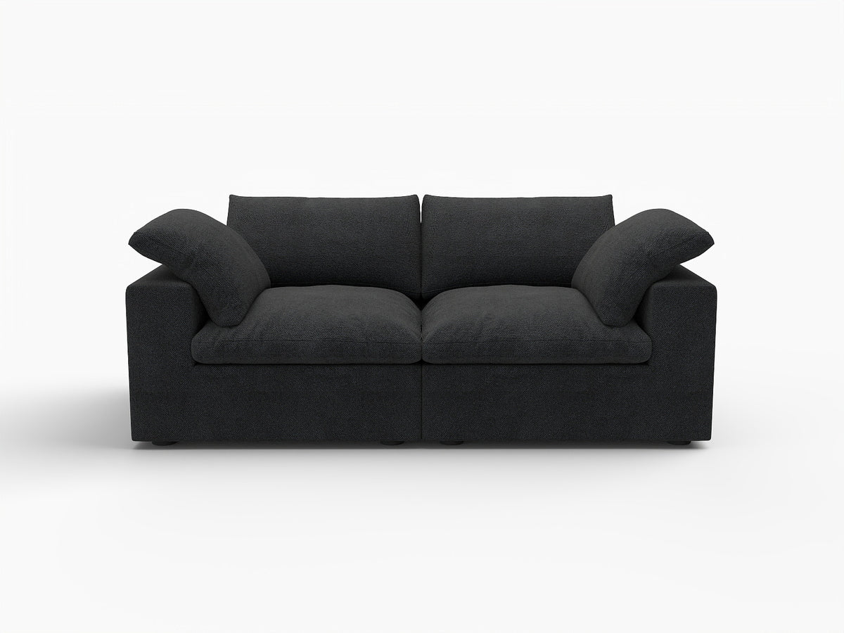 80" Black Linen Blend Modular Loveseat