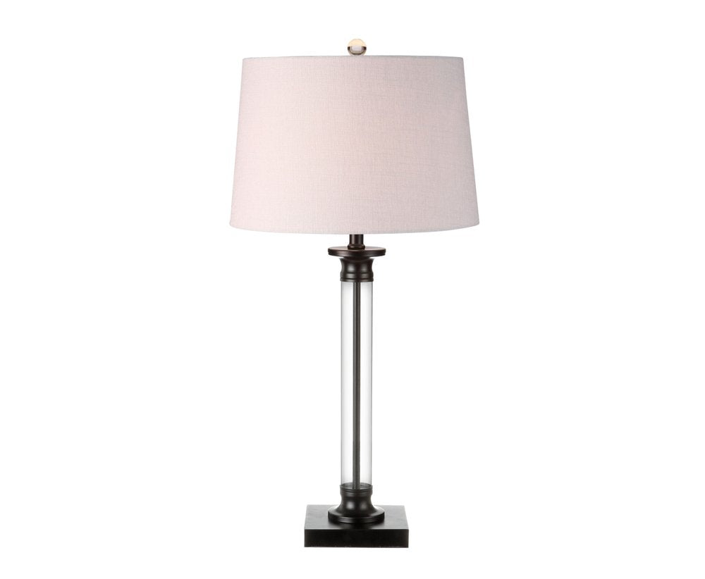 Set of Two 30" Black Table Lamps With Drum Shades