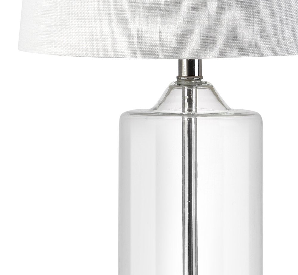 25" Silver Bedside Lamp With Drum Shade
