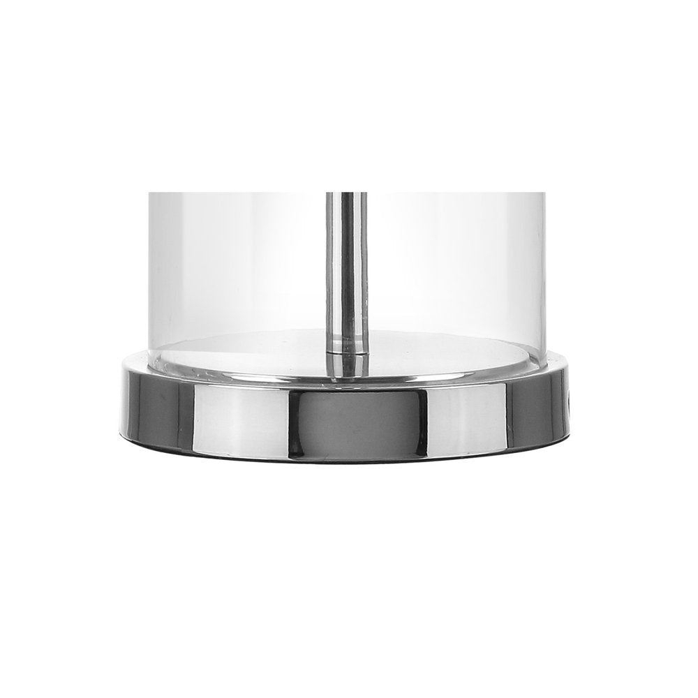 25" Silver Bedside Lamp With Drum Shade