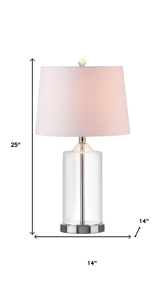 25" Silver Bedside Lamp With Drum Shade