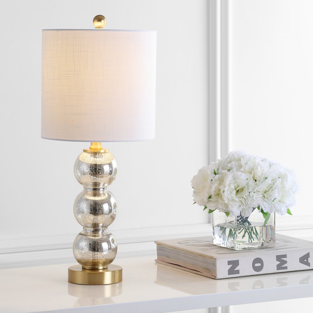 21" Gold Globe Table Lamp With Drum Shade