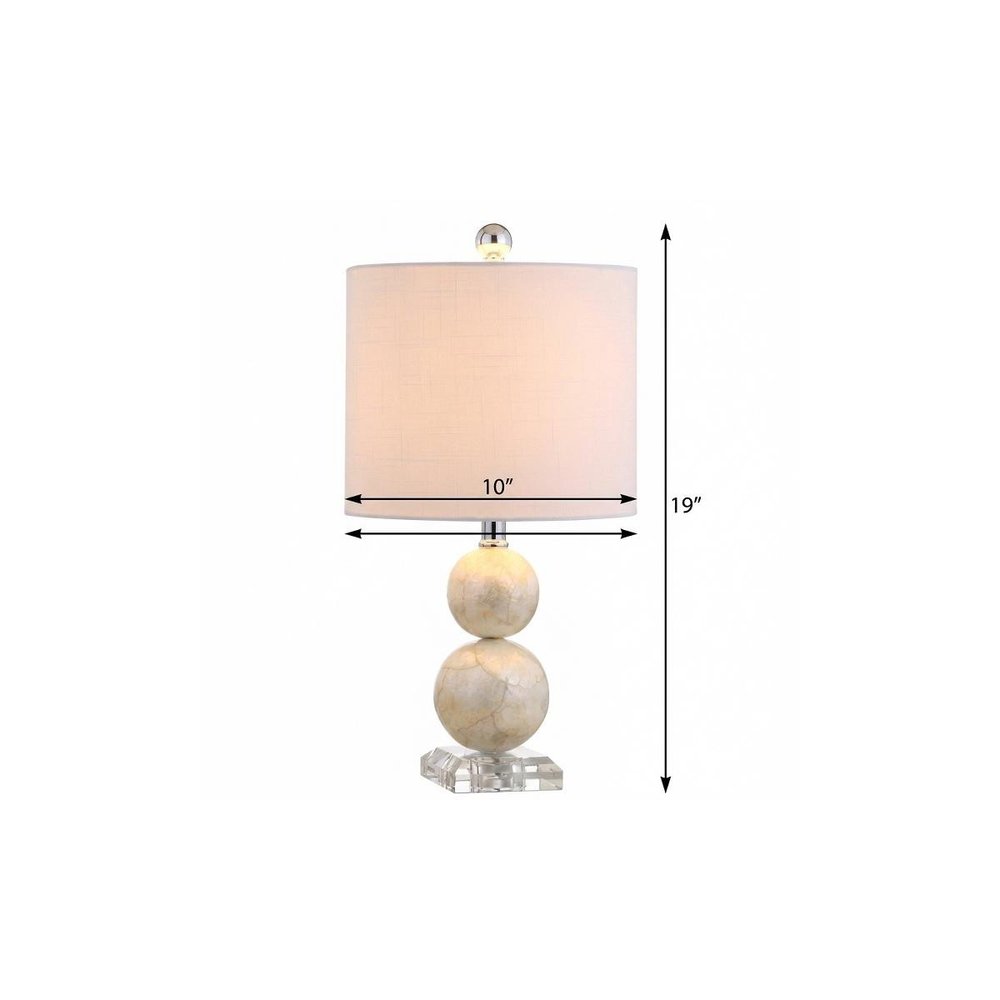 19" Clear And Off White Globe Table Lamp With Drum Shade