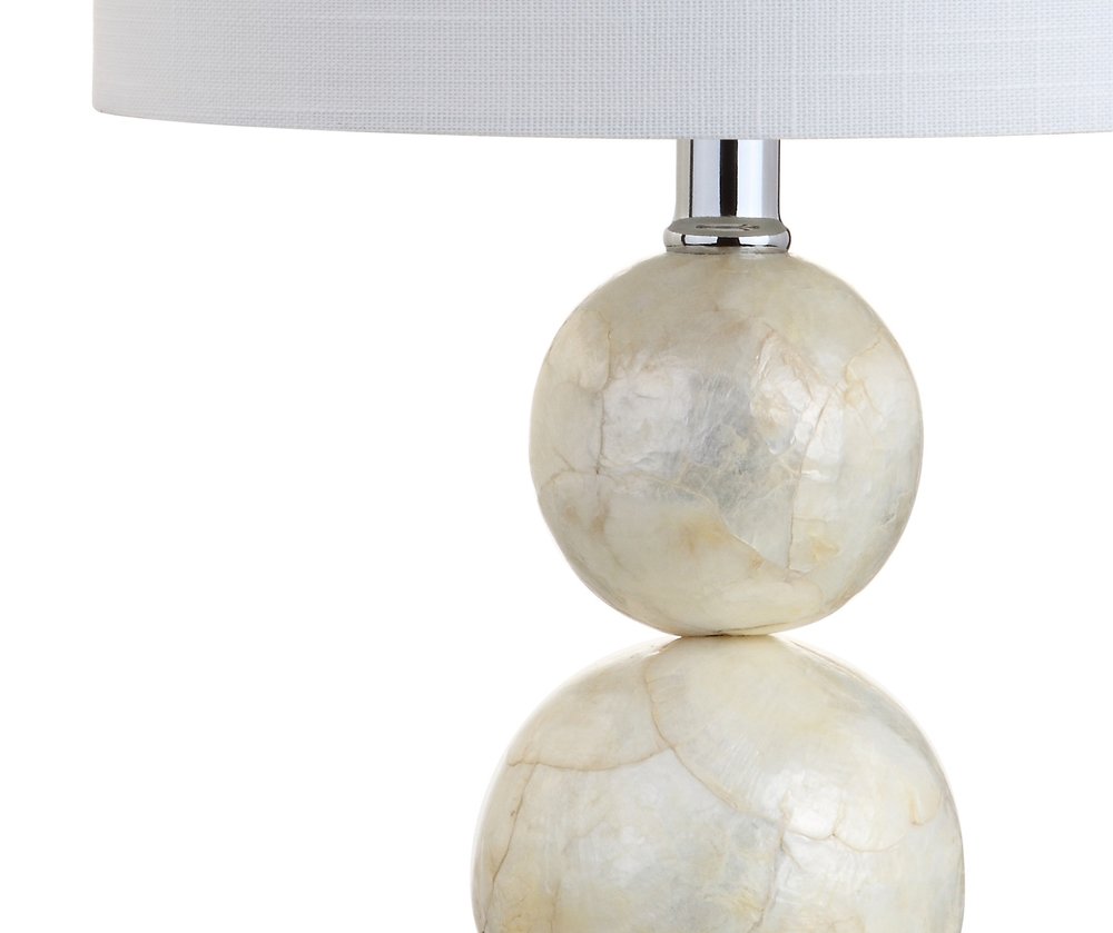 19" Clear And Off White Globe Table Lamp With Drum Shade