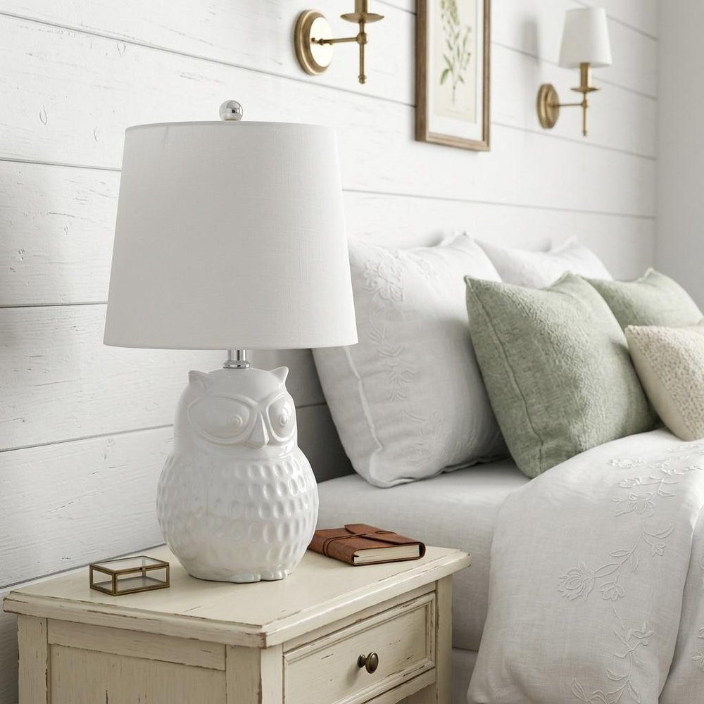 21" Clear Novelty Desk Lamp With Drum Shade