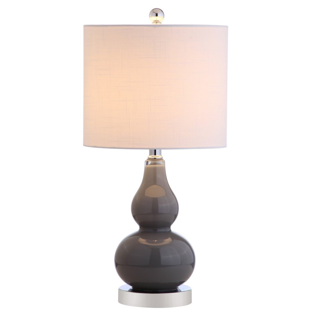 21" Silver Gourd Table Lamp With Drum Shade