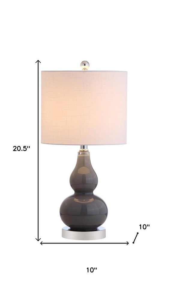 21" Silver Gourd Table Lamp With Drum Shade