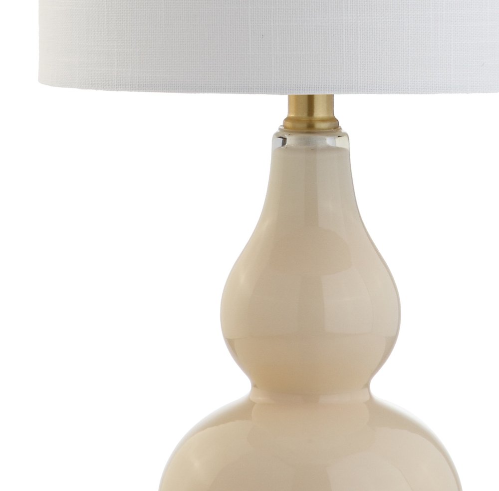 21" Gold Gourd Desk Lamp With Drum Shade