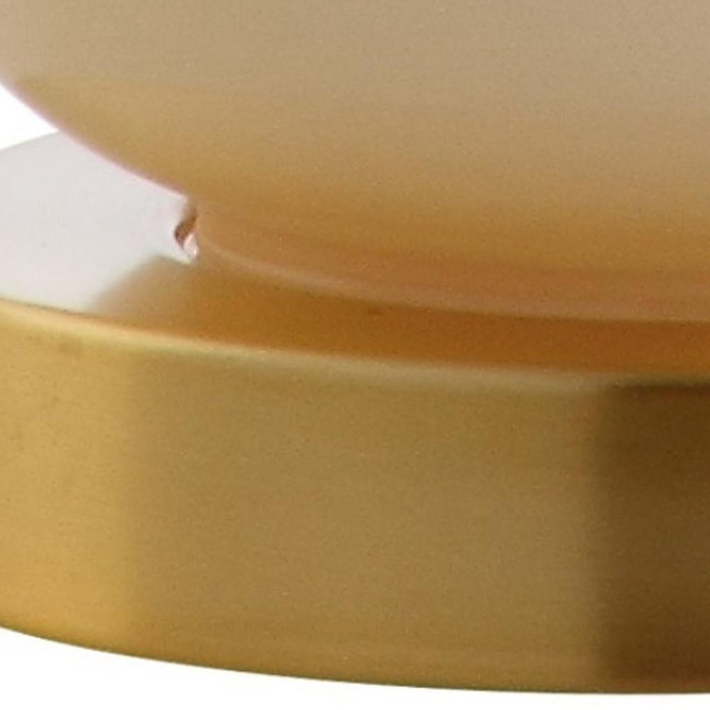 21" Gold Gourd Desk Lamp With Drum Shade