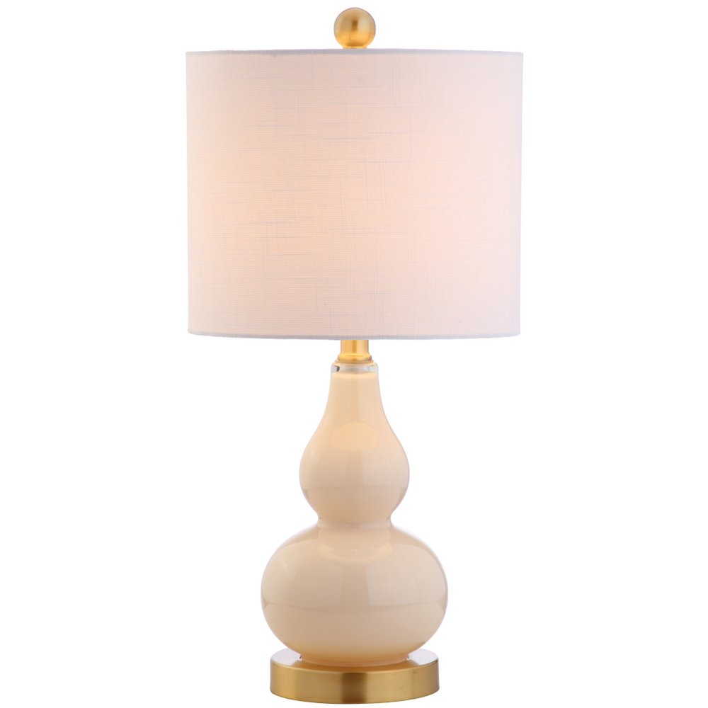 21" Gold Gourd Desk Lamp With Drum Shade