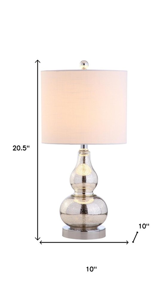 21" Silver Gourd Desk Lamp With Drum Shade