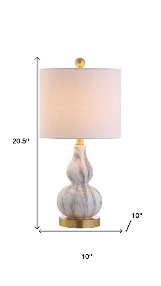 21" Gold Gourd Table Lamp With Drum Shade