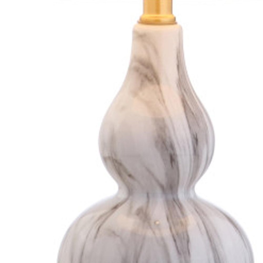 Set of Two 21" Gold Gourd Desk Lamps With Drum Shades