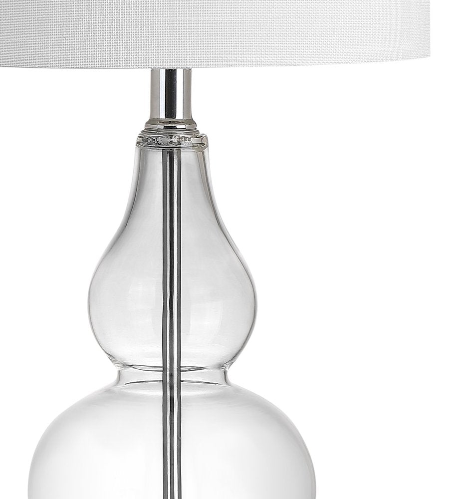 21" Silver Gourd Bedside Lamp With Drum Shade