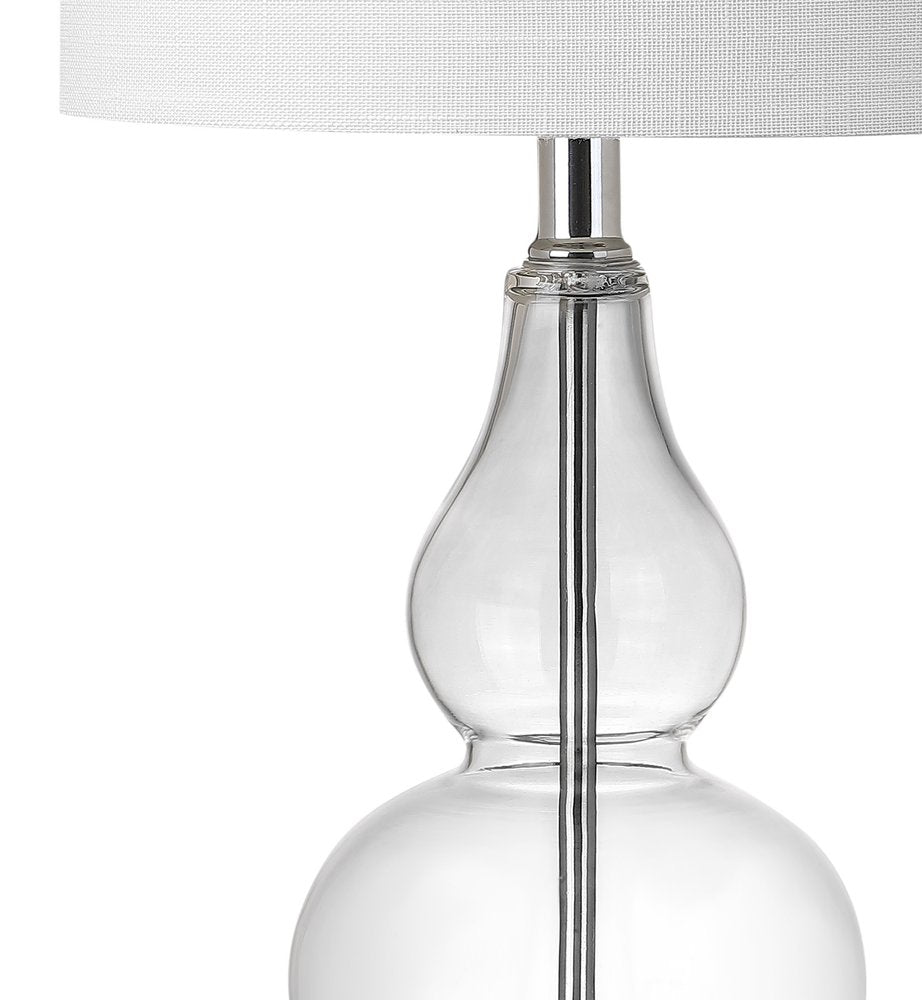 21" Silver Gourd Bedside Lamp With Drum Shade