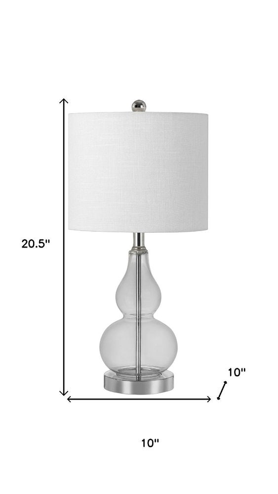 21" Silver Gourd Bedside Lamp With Drum Shade
