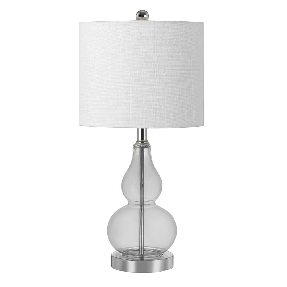 21" Silver Gourd Bedside Lamp With Drum Shade