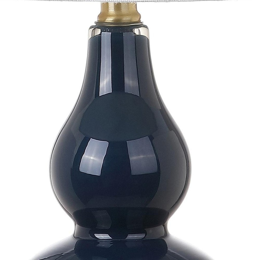 21" Gold Gourd Desk Lamp With Drum Shade