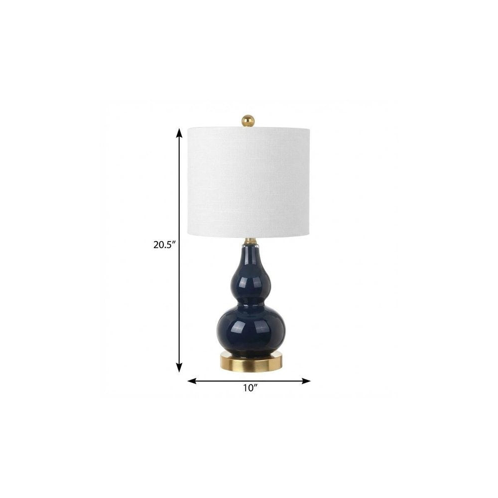 21" Gold Gourd Desk Lamp With Drum Shade