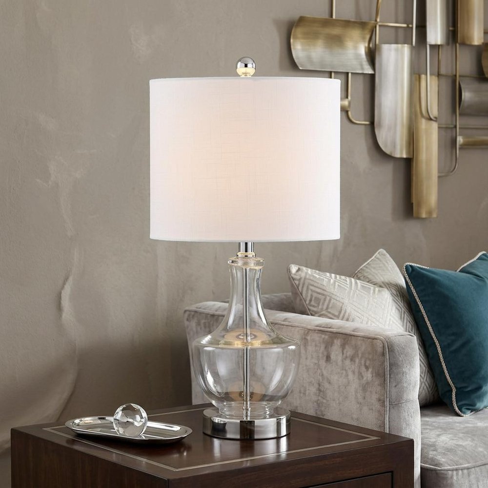 20" Silver Novelty Desk Lamp With Drum Shade