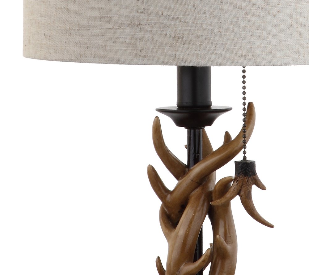 21" Brown Table Lamp With Drum Shade