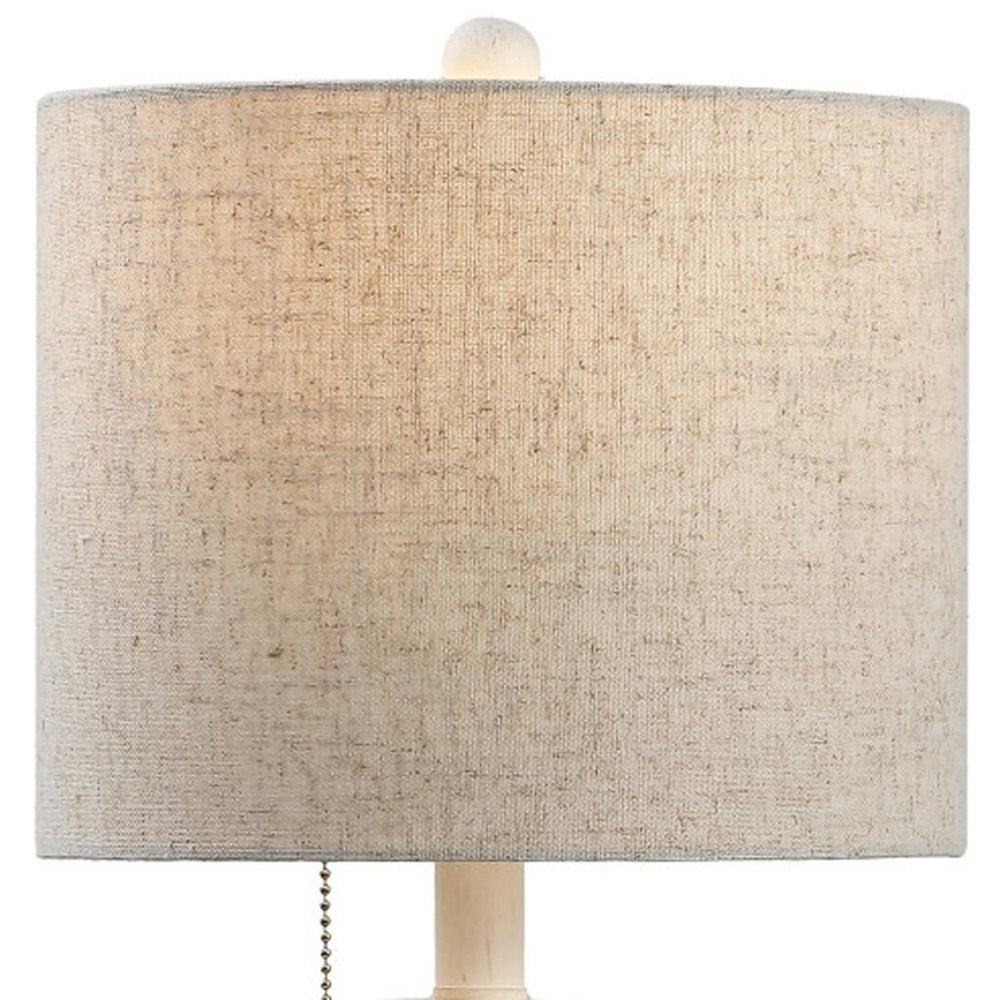 21" Antiqued White Antlers Desk Lamp With Drum Shade