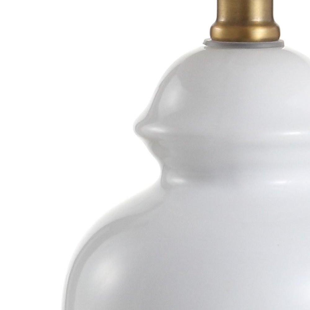 20" White And Gold Urn Table Lamp With Drum Shade