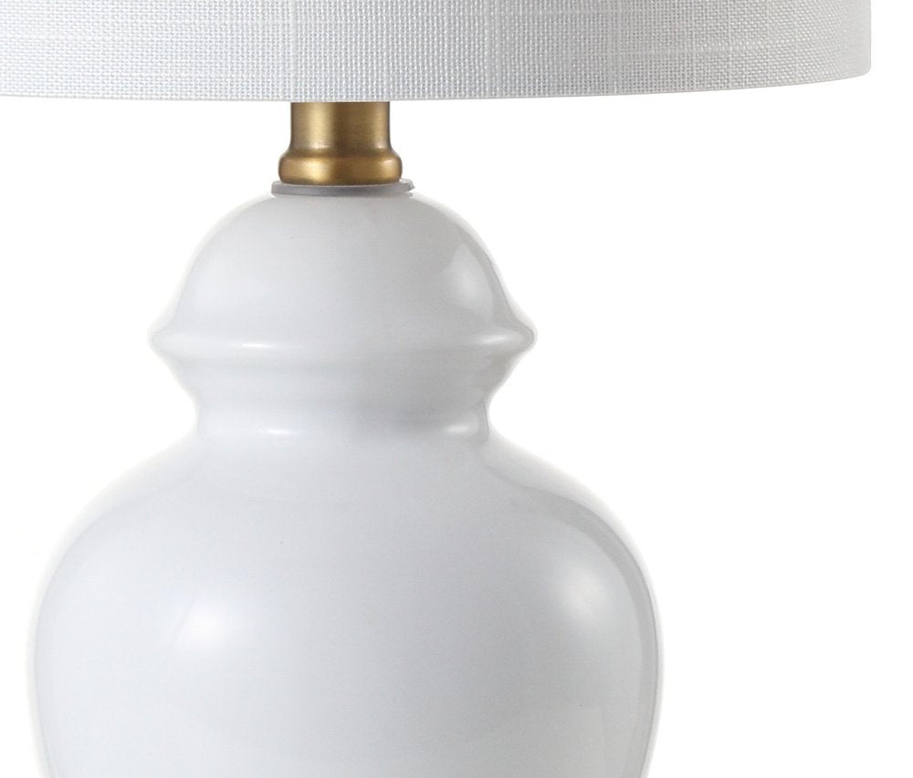 20" White And Gold Urn Table Lamp With Drum Shade