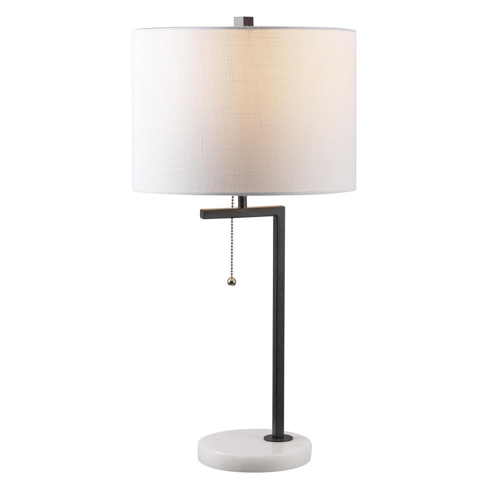 25" White Novelty Table Lamp With Drum Shade