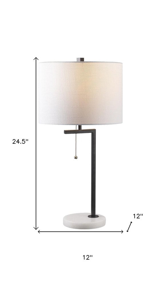 25" White Novelty Table Lamp With Drum Shade