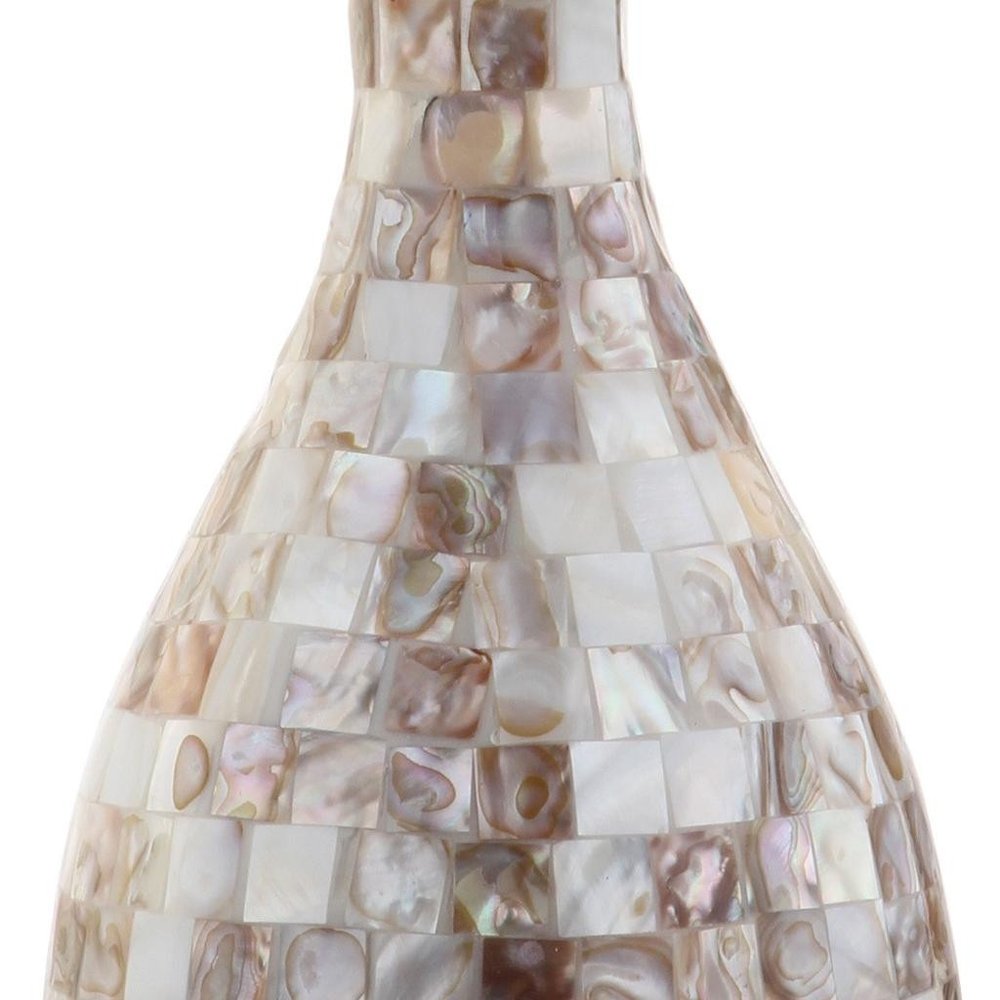 27" Ivory And Beige Novelty Table Lamp With Drum Shade