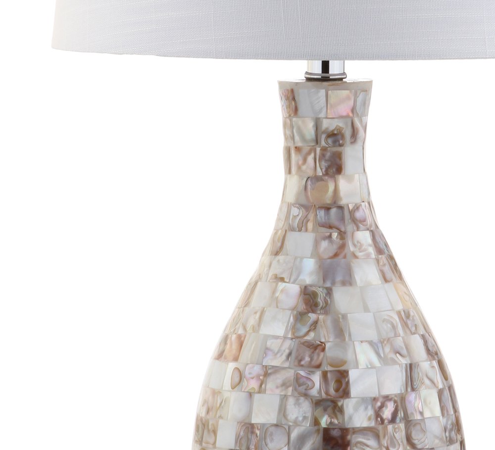 27" Ivory And Beige Novelty Table Lamp With Drum Shade