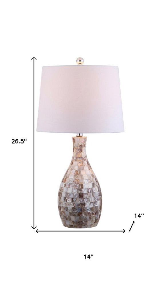 27" Ivory And Beige Novelty Table Lamp With Drum Shade