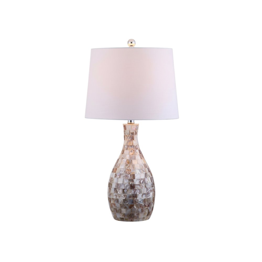 27" Ivory And Beige Novelty Table Lamp With Drum Shade