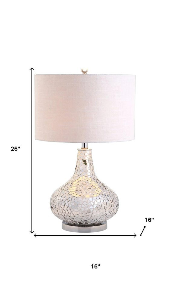 26" Silver Novelty Table Lamp With Drum Shade