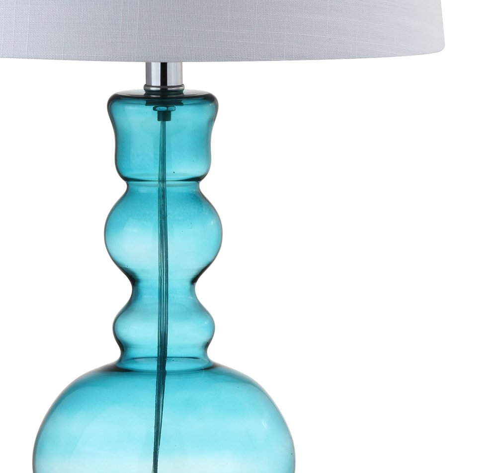 Set of Two 29" Blue Urn Table Lamps With Drum Shades