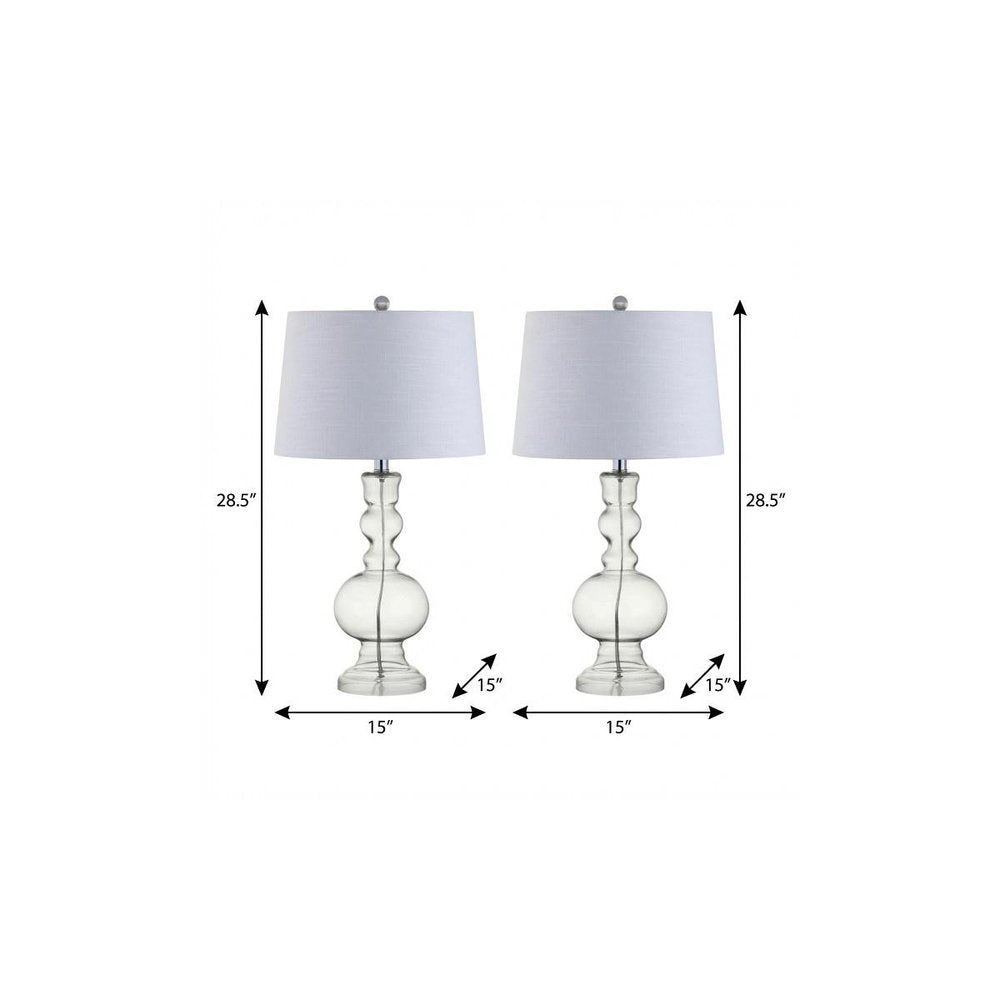 Set of Two 29" Silver Novelty Table Lamps With Drum Shades