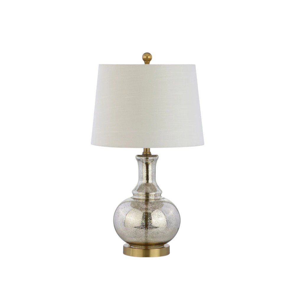 Set of Two 25" Gold Novelty Table Lamps With Drum Shades