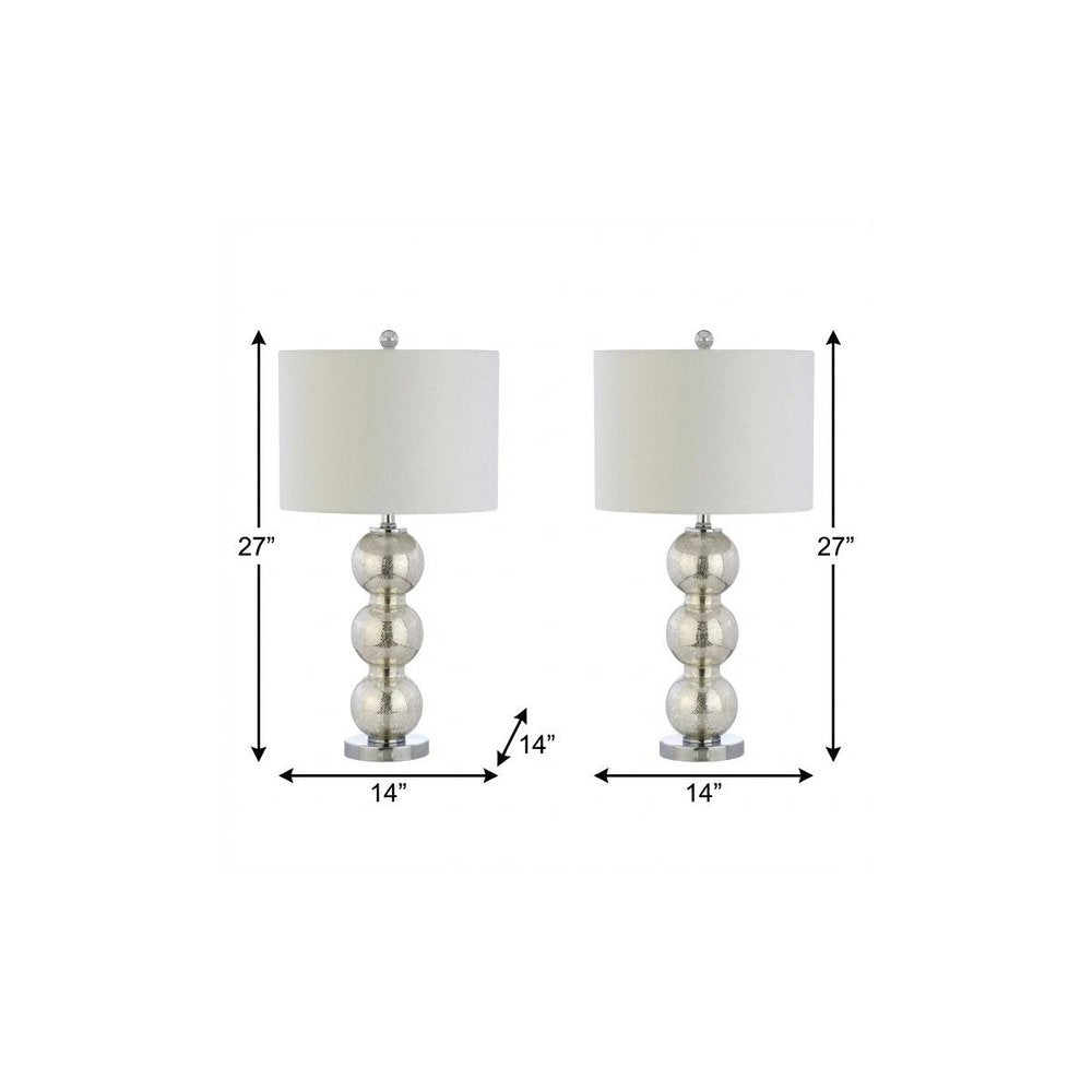Set of Two 27" Silver Novelty Table Lamps With Drum Shades