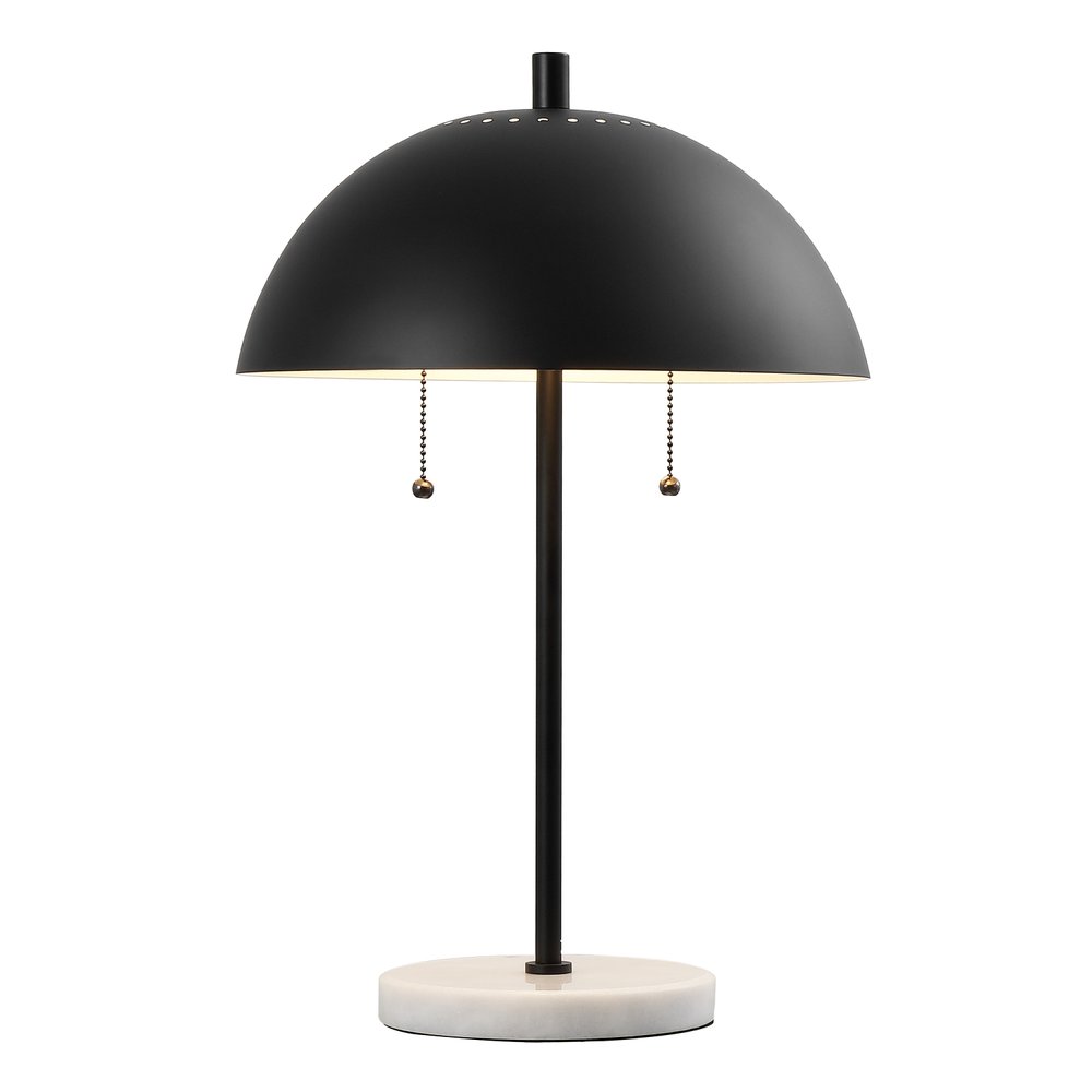 21" White Round Table Lamp With Globe Shade