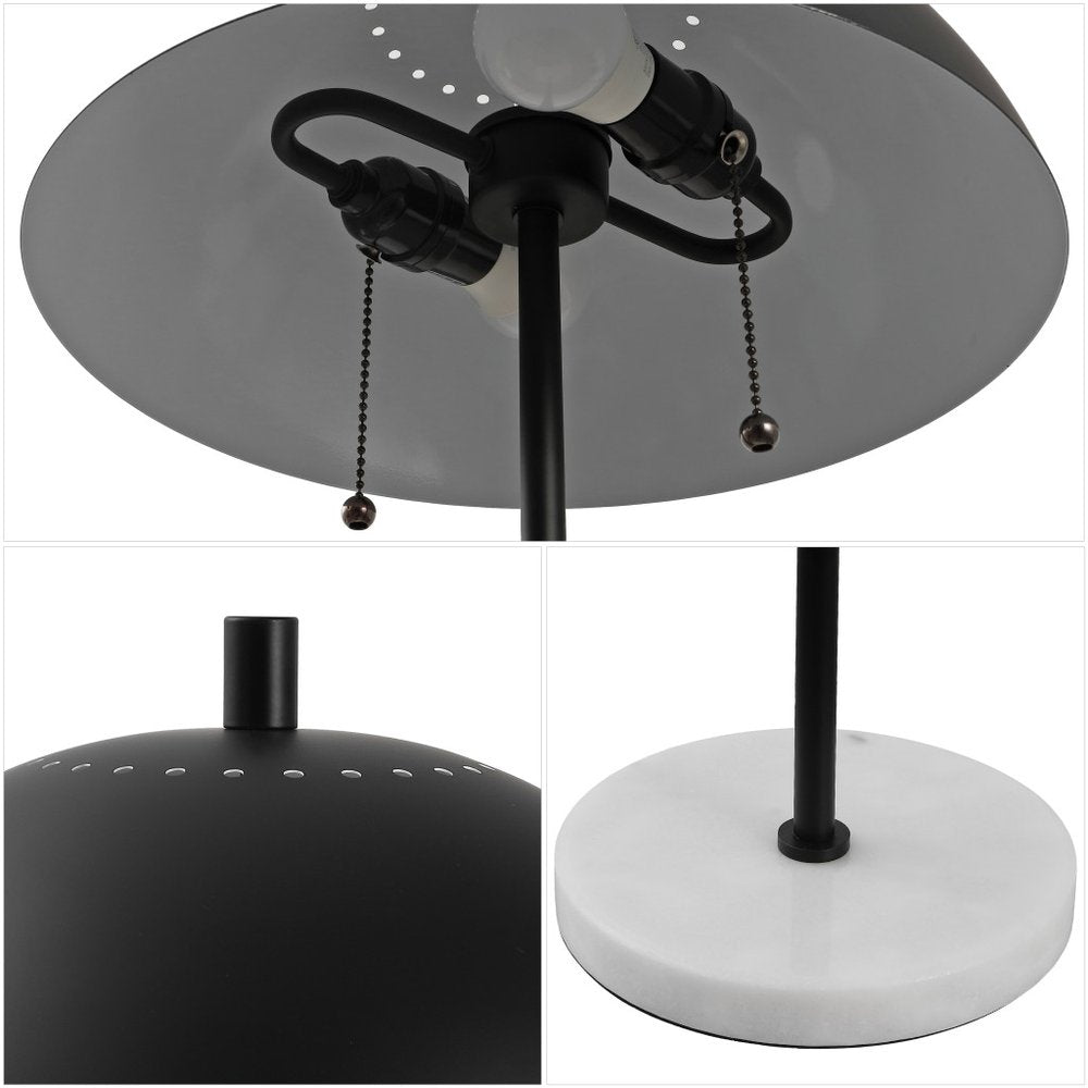 21" White Round Table Lamp With Globe Shade